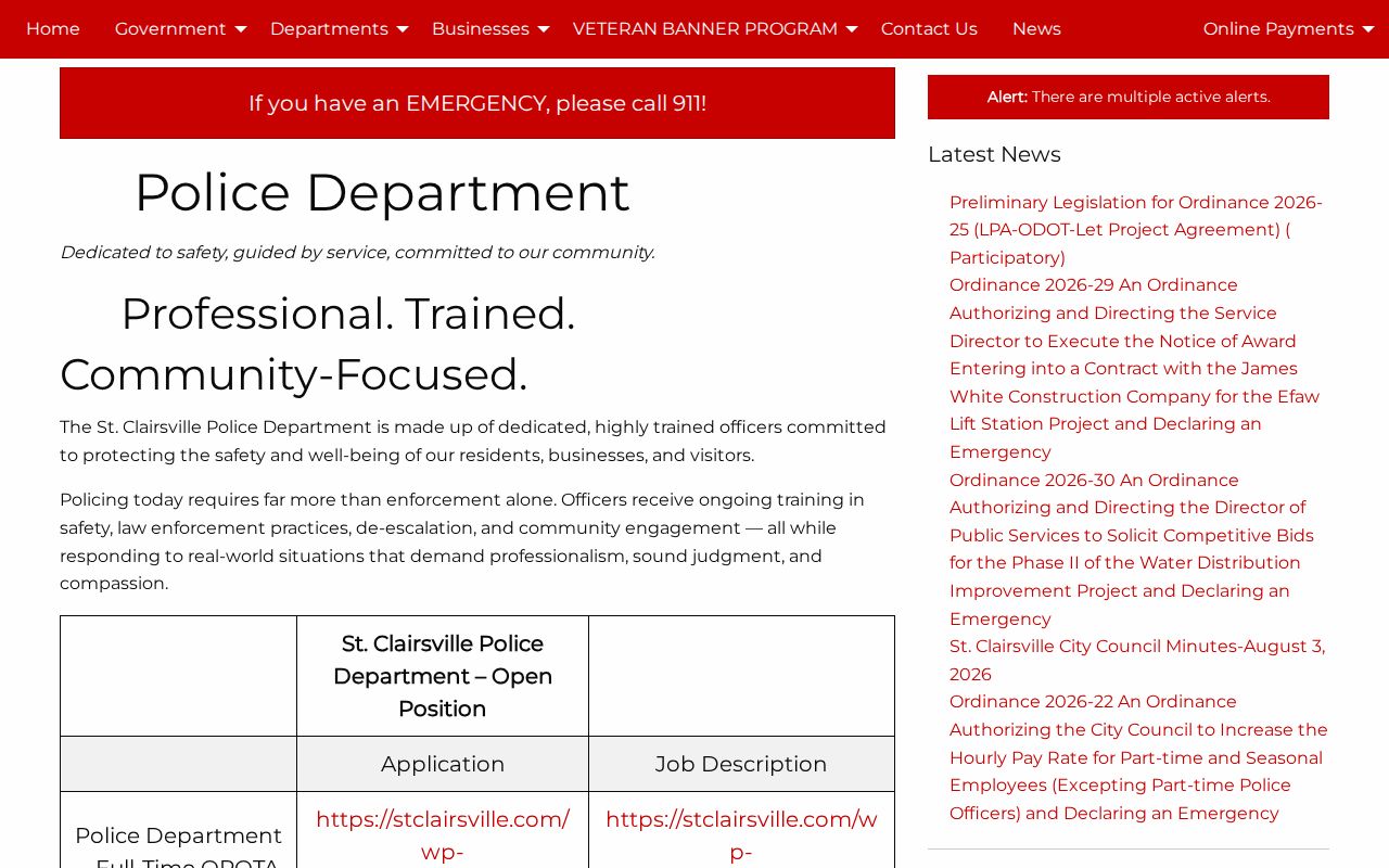 Belmont County St. Clairsville Police Department arrest-record source page